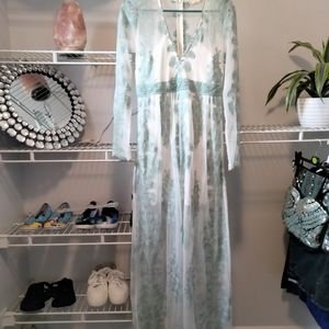 Gorgeous teal embroidered maxi dress